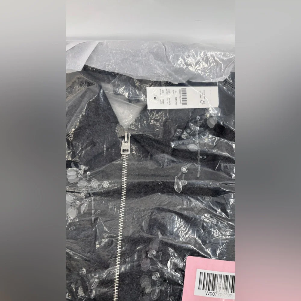 J.Crew Embellished bomber jacket in heritage fleece Hthr Grey